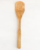 The curved sides of this wooden spatula, along with the long handle help you get into tight spots easily in tall pans and deep bowls.