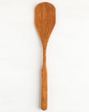 The curved sides of this wooden spatula, along with the long handle help you get into tight spots easily in tall pans and deep bowls.